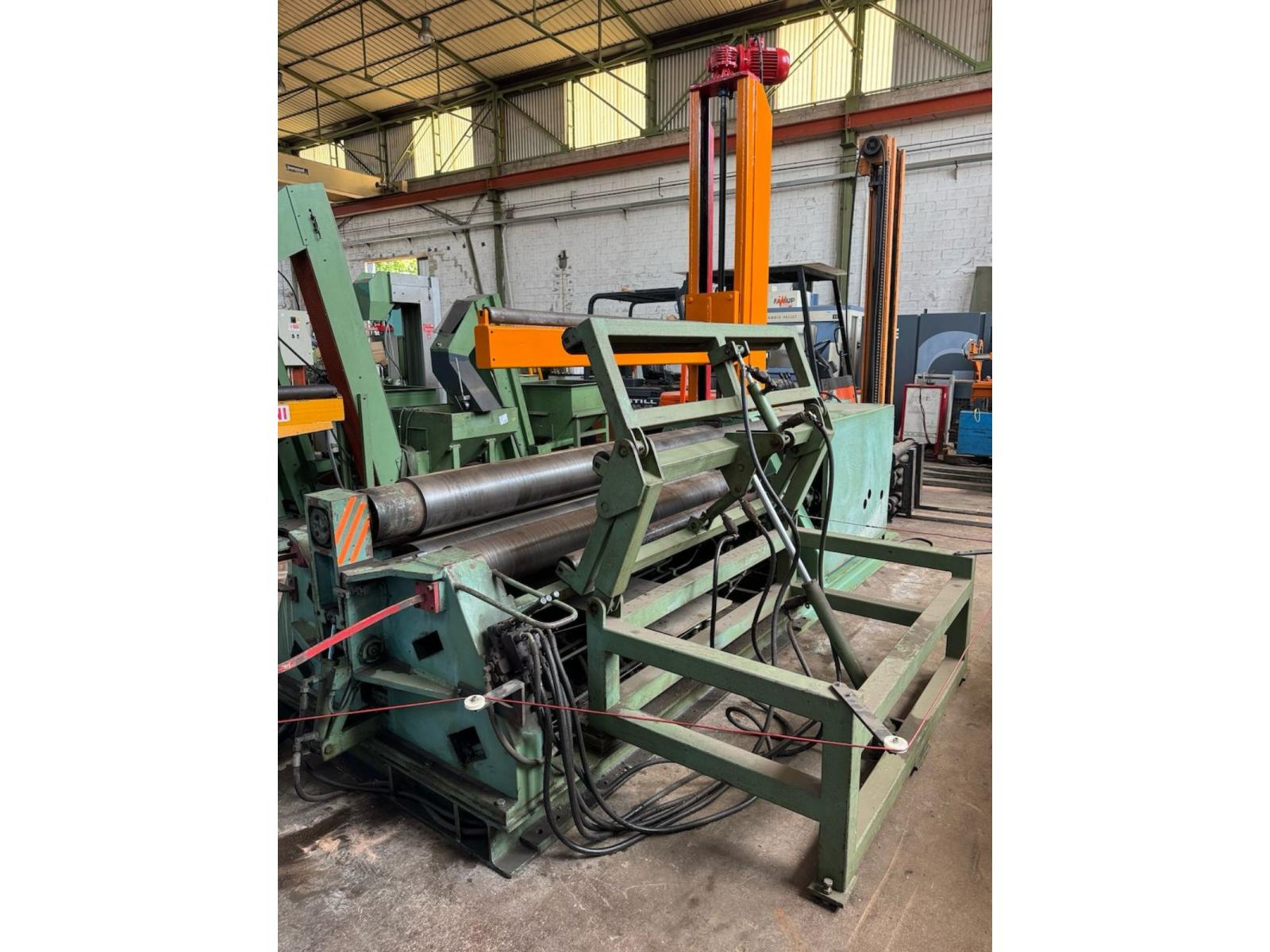 Calandra faccin 2000x6mm 4 rulli visualizzata + sostegno virola + posizionatore