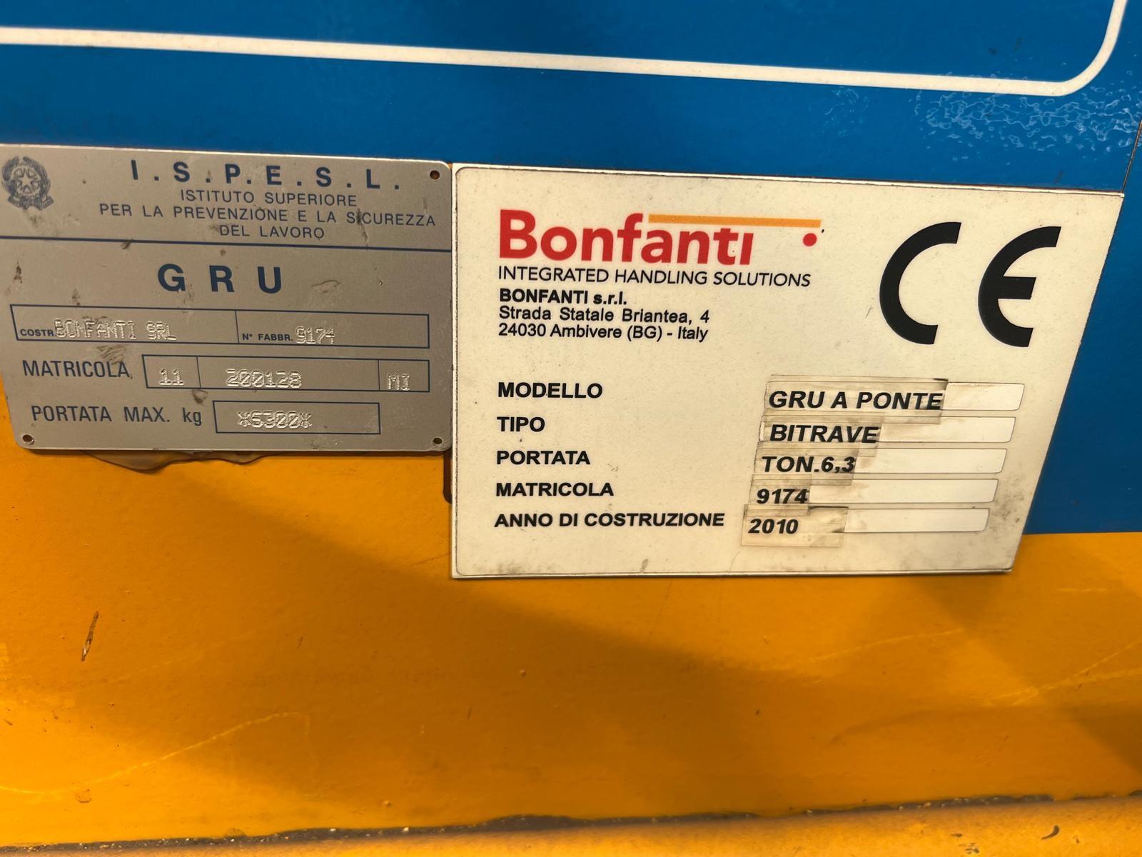 01 CARROPONTE BITRAVE BONFANTI 6.3 TON  SCARTAMENTO 16240 MM