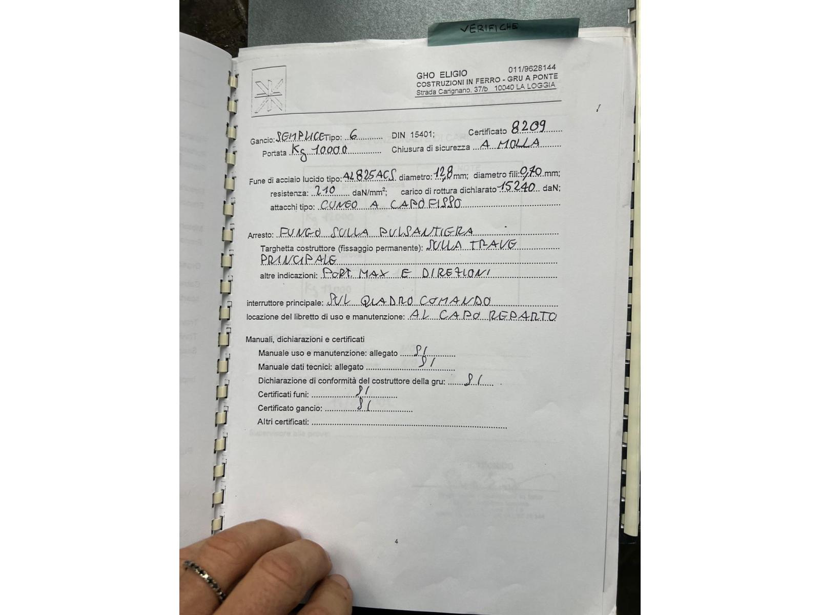 CARROPONTE BITRAVE GHO 10 TON  SCARTAMENTO 11130 MM