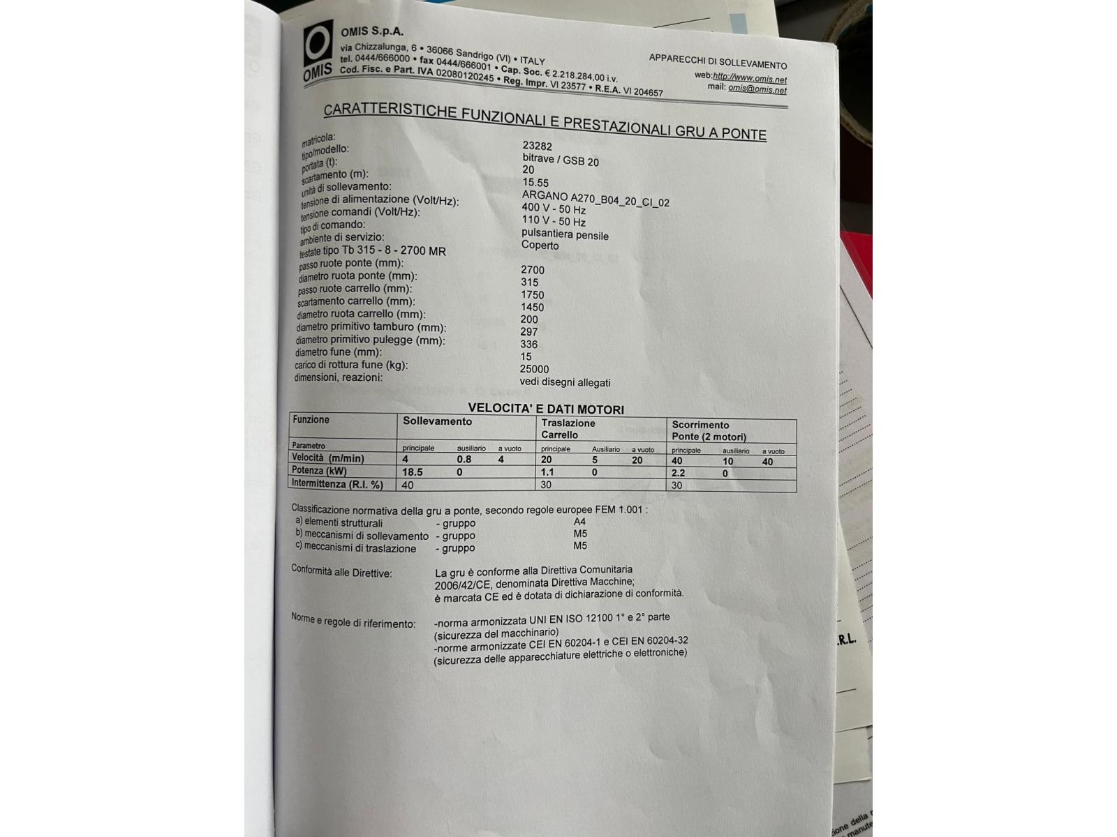 CARROPONTE BITRAVE OMIS GSB 20 TON SCARTAMENTO 15.15