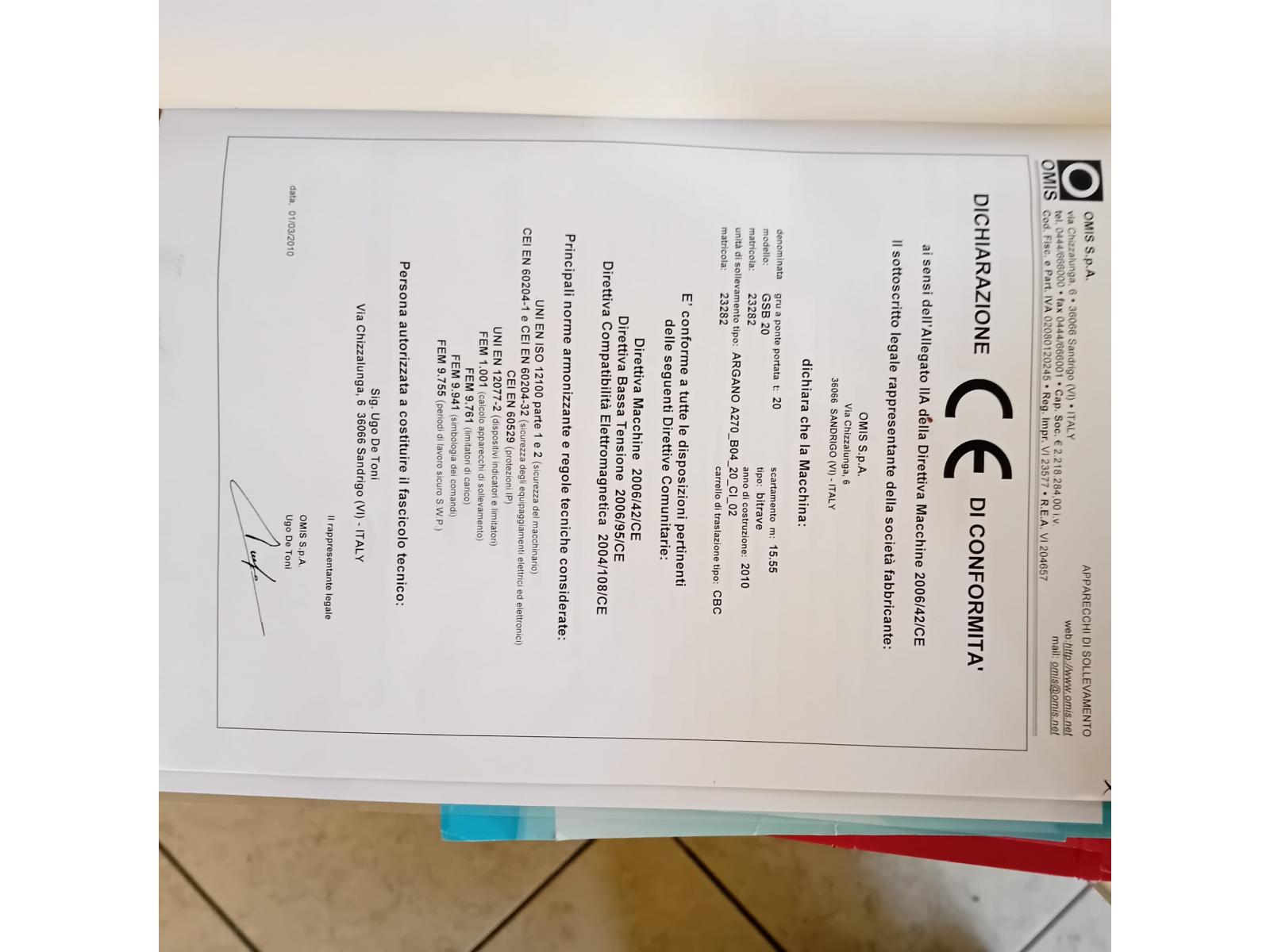 CARROPONTE BITRAVE OMIS GSB 20 TON SCARTAMENTO 15.15