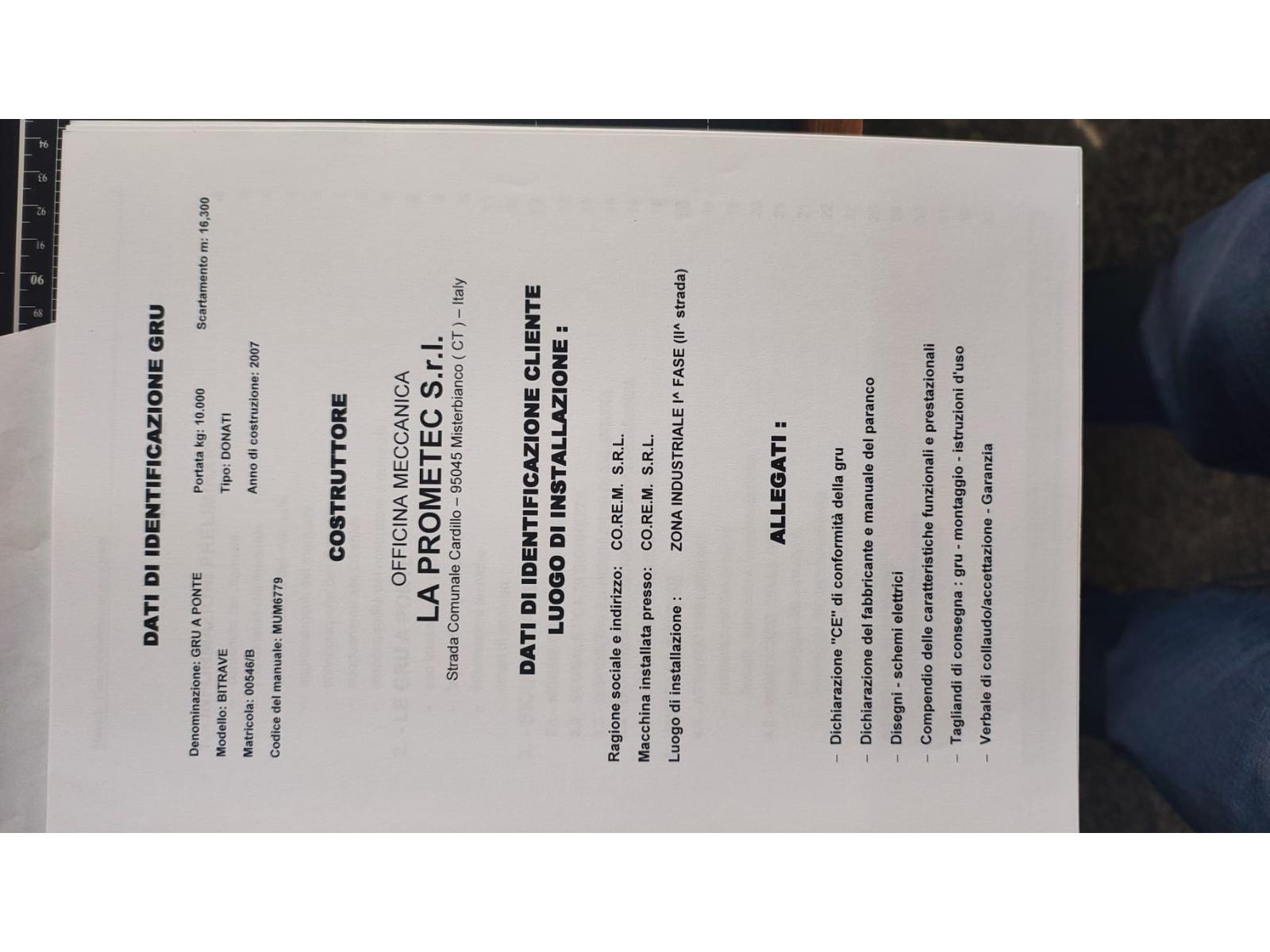 CARROPONTE BITRAVE LA PROMOTEC 10 TON SCARTAMENTO 16300MM