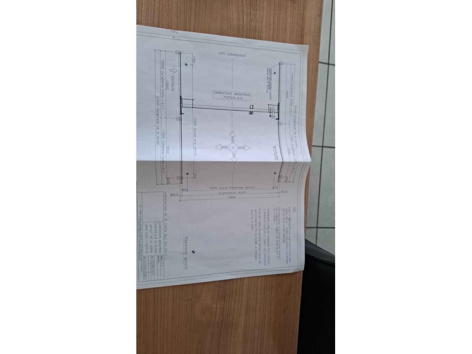 CARROPONTE MONOTRAVE ARPA 6.3 TON SCARTAMENTO 16245 MM
