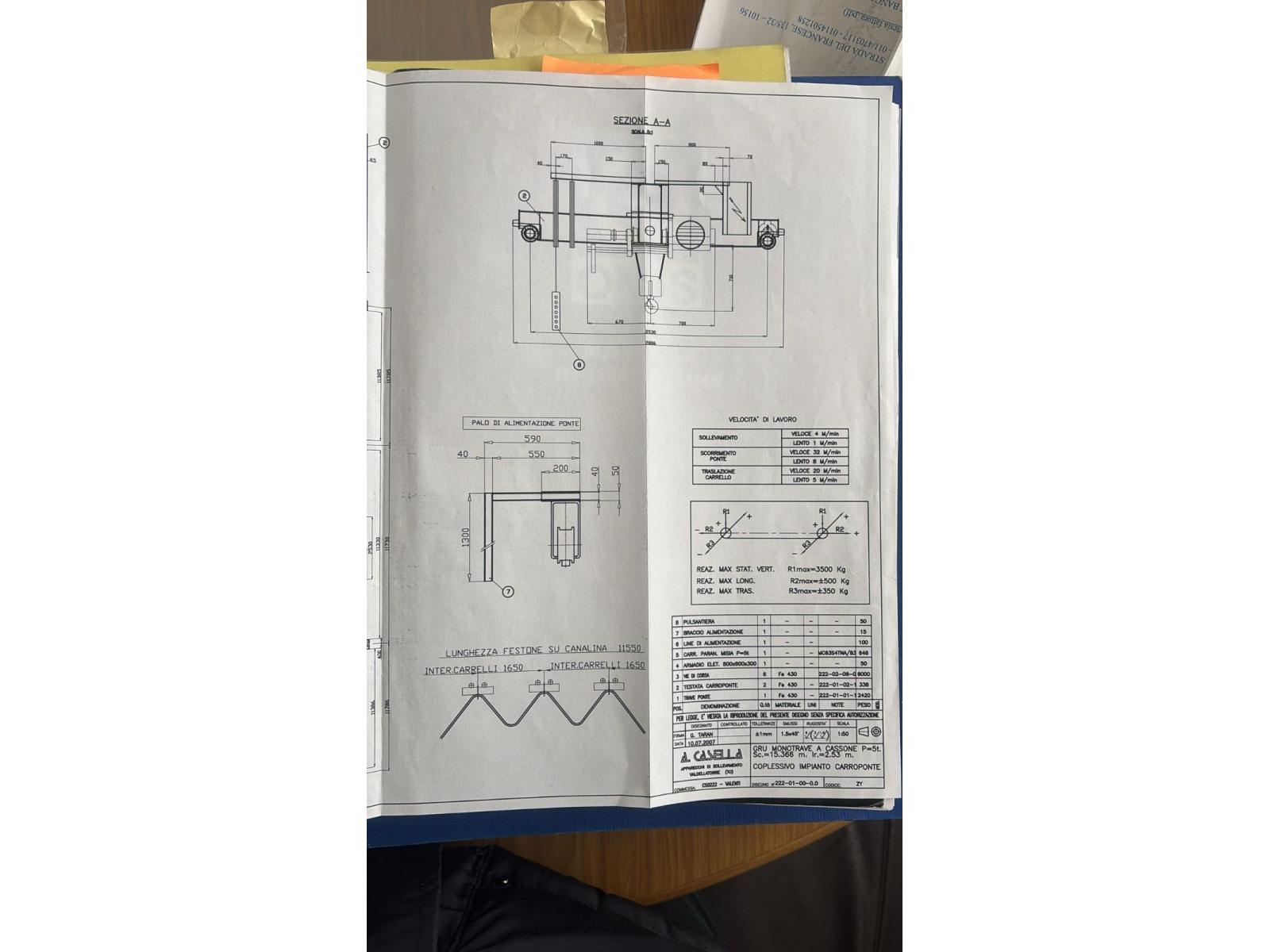 CARROPONTE MONOTRAVE CASELLA 5 TON SCARTAMENTO 16 MT