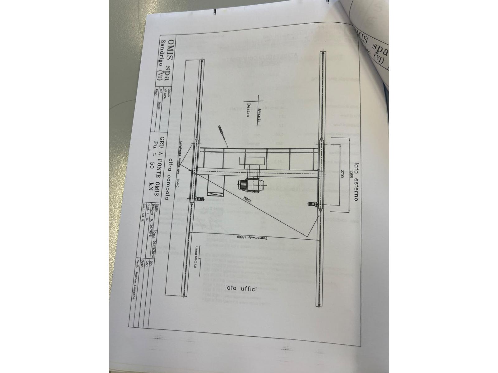 CARROPONTE MONOTRAVE OMIS 5 TON SCARTAMENTO 18660 MM ANNO 2014