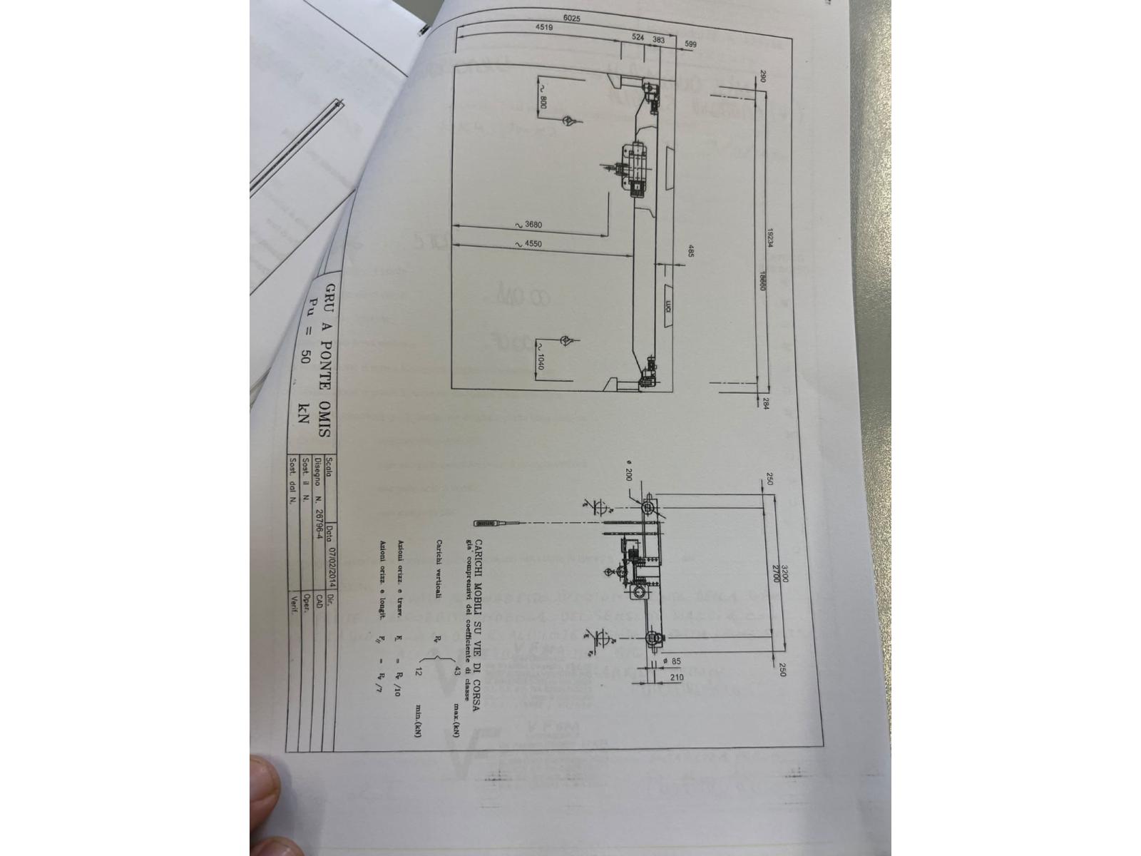 CARROPONTE MONOTRAVE OMIS 5 TON SCARTAMENTO 18660 MM ANNO 2014