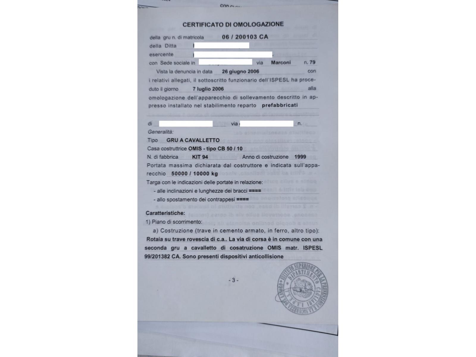 GRU A cavalletta PORTALE OMIS 50+10 T