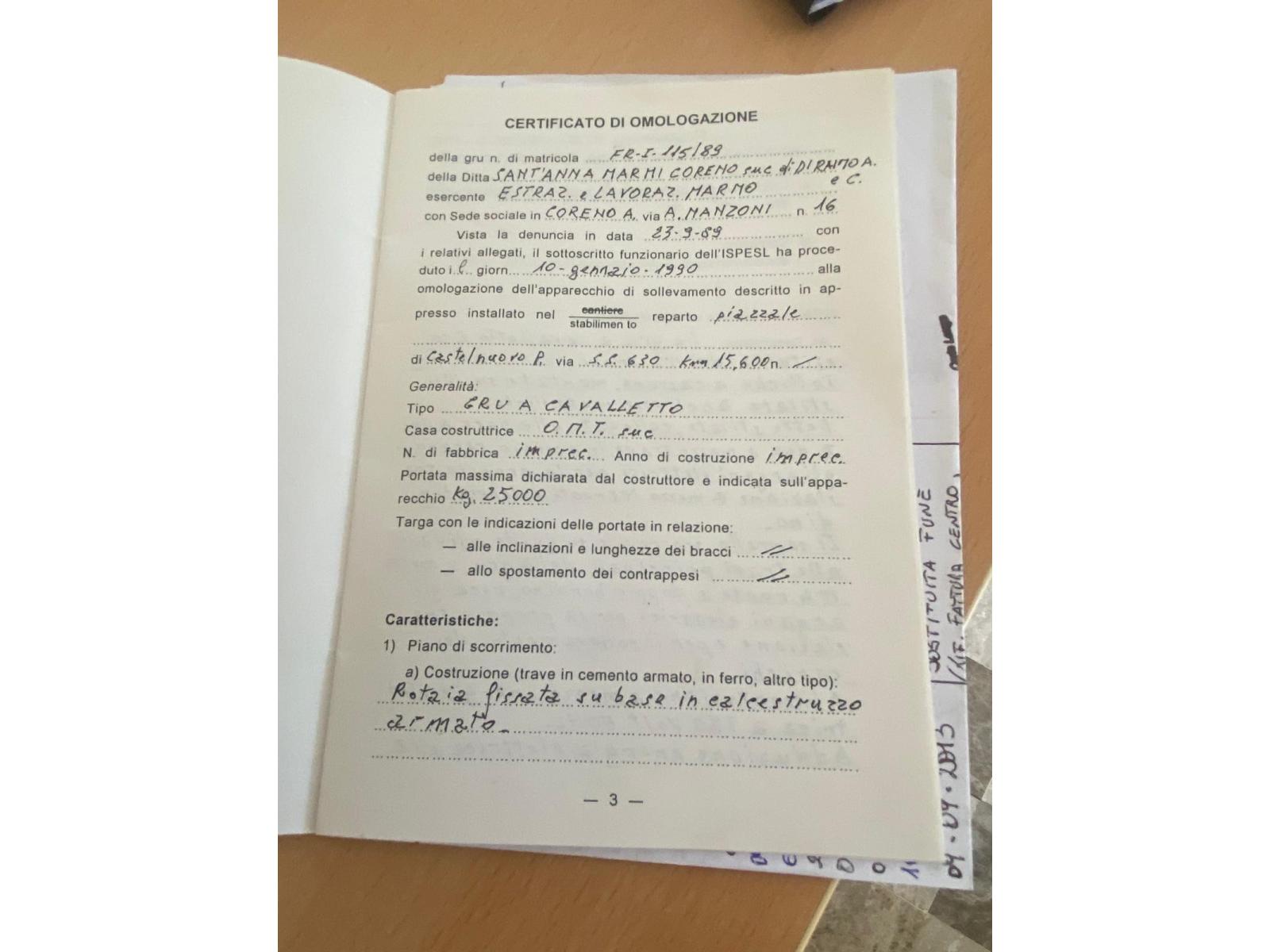 GRU A CAVALLETTO OMT PORTATA KG 25000