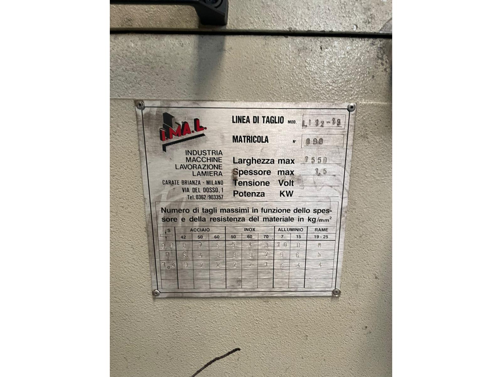 LINEA DI TAGLIO IMAL 1500 X 1.5mm