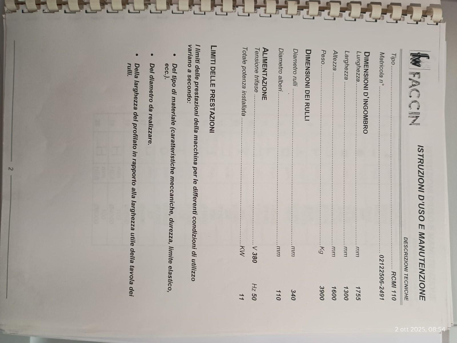 PIEGAPROFILATI FACCIN  ROMI 110