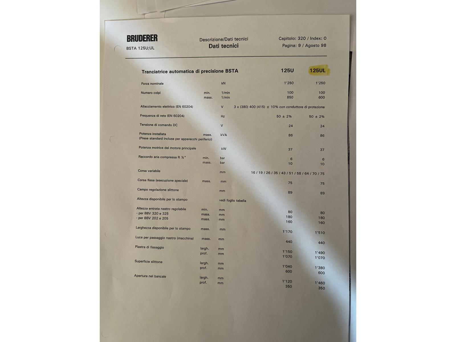 PRESSA BRUDERER BSTA125UL