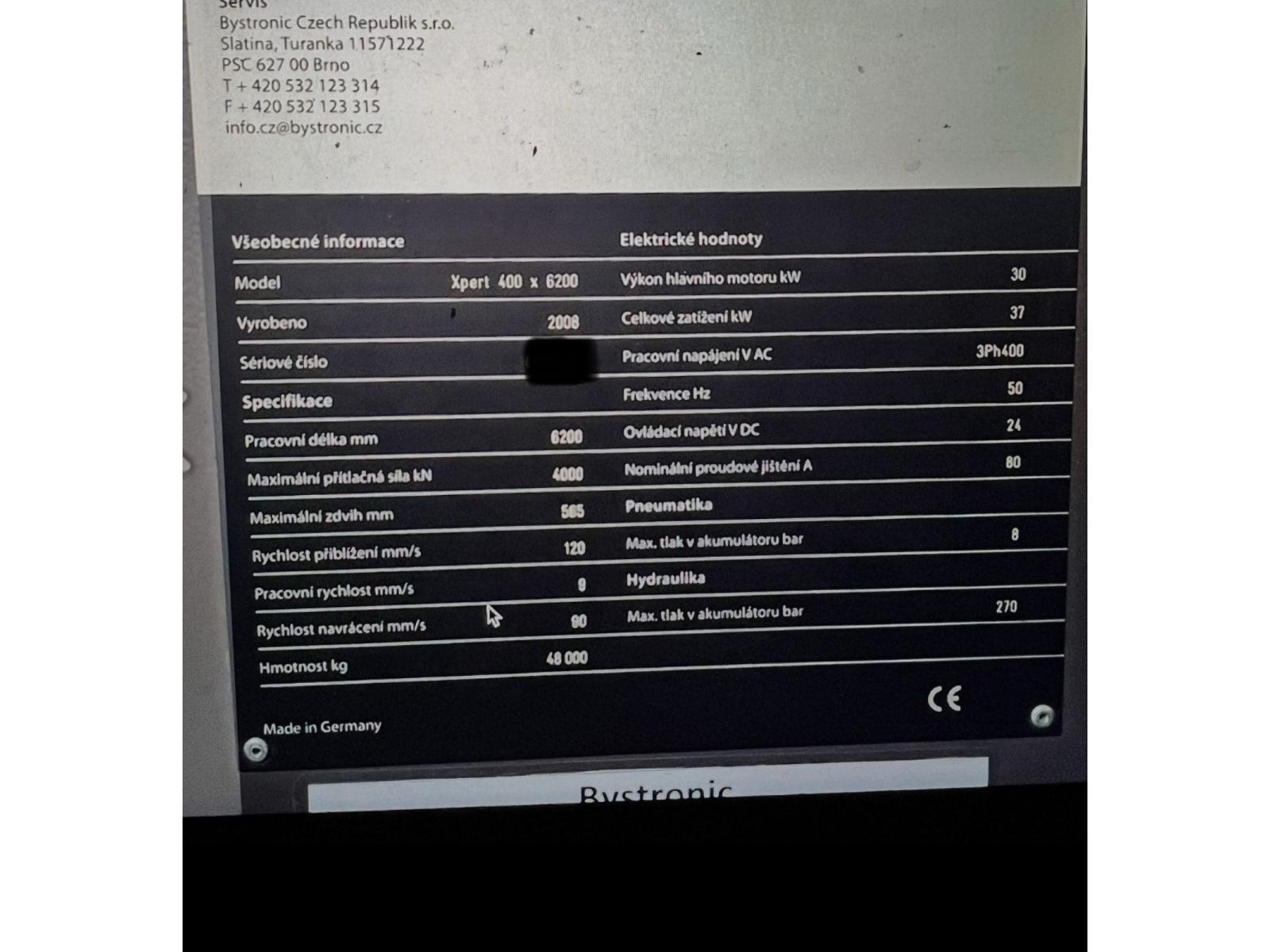 PRESSA PIEGATRICE 620×400 TON BYSTRONIC 8/10 ASSI